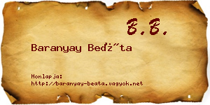 Baranyay Beáta névjegykártya