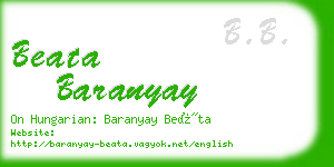 beata baranyay business card